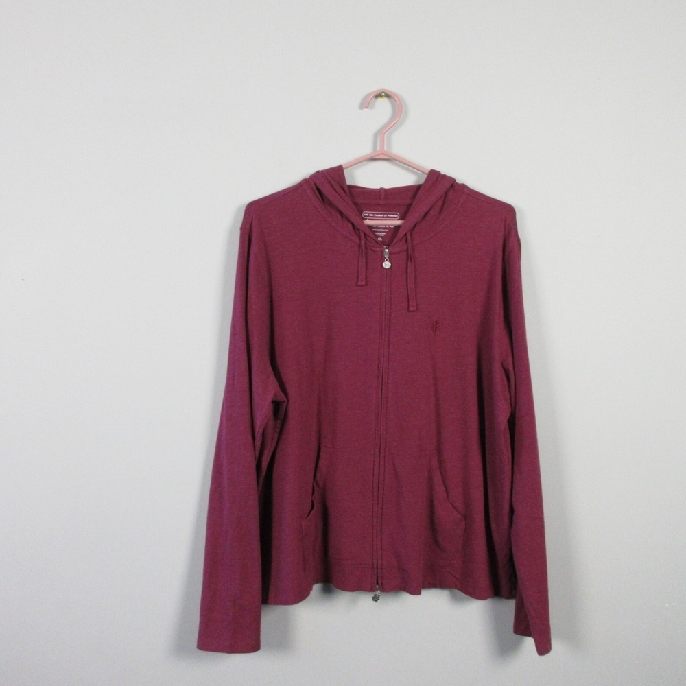 Coolibar Seaside Hoodie Women XL Purple Cotton Viscose Zip Up UV Protection 328